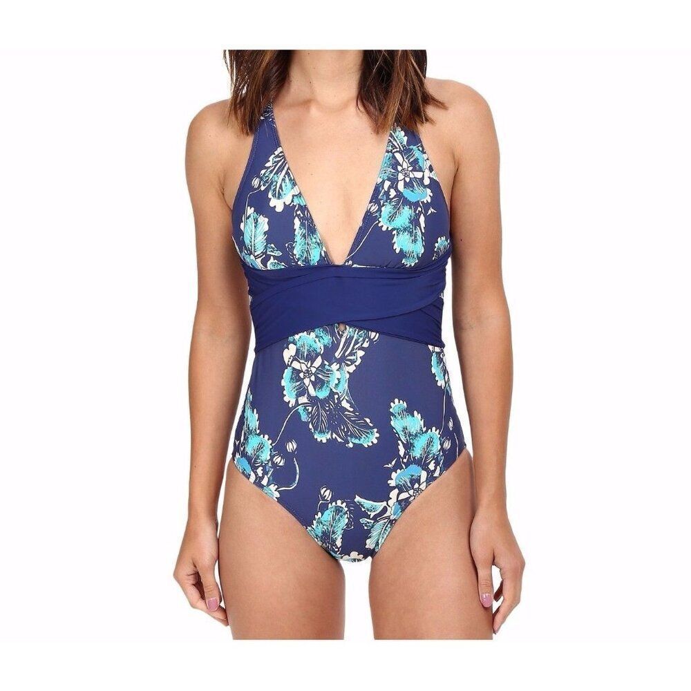 Athena Small Balinese cross navy one piece Swimsuit - New